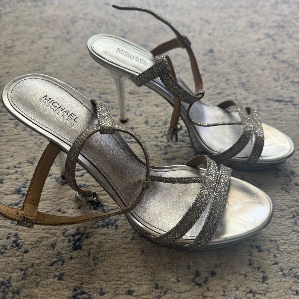 Michael Kors Silver Strappy Heels